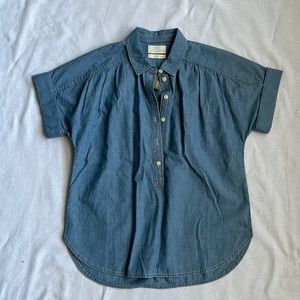 NWT J Crew RELAXED SHORT-SLEEVE CHAMBRAY POPOVER Sz XS